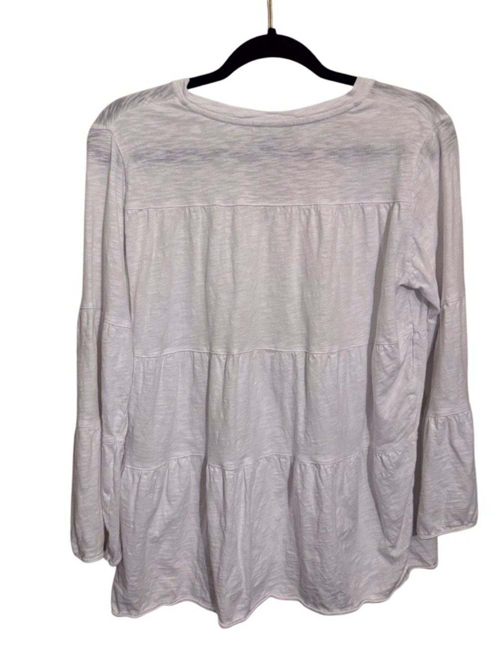 Wild Palms Small White Cotton Tiered Top Stretch Lagenlook V-Neck Casual Beach - Picture 4 of 6